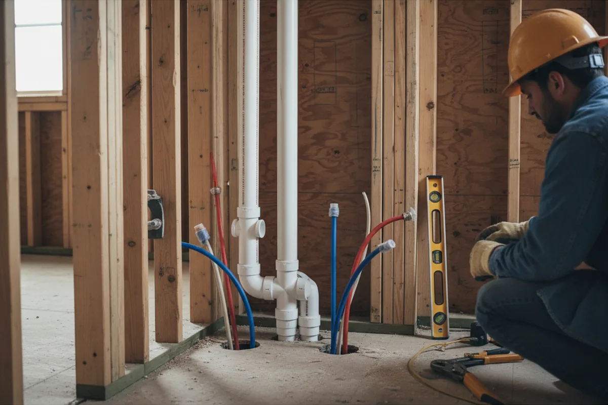 Drain and supply rough-in during Leak Detection in Mineola